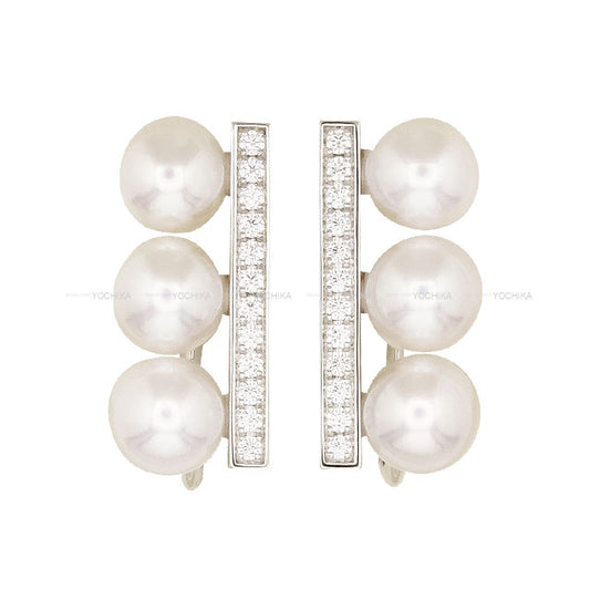 TASAKI earrings Balance Neo Diamond Pave White Gold K18WG/Diamond/AkoyaPearl E-4314[EXCELLENT][Authentic]
