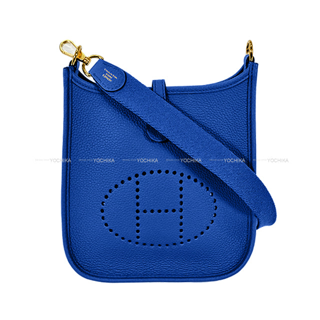 HERMES Shoulder bag Evelyne 16 TPM Bleu Royal Taurillon Maurice Gold HW Stamp W[EXCELLENT][Authentic]