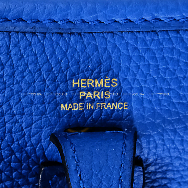 HERMES Shoulder bag Evelyne 16 TPM Bleu Royal Taurillon Maurice Gold HW Stamp W[EXCELLENT][Authentic]