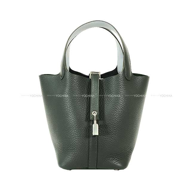 HERMES Handbag Picotin Lock 18 PM Eclat Vert Mangrove/Gris Pantin Taurillon Clemence/Veau Swift Silver HW Stamp K[BRAND NEW][Authentic]