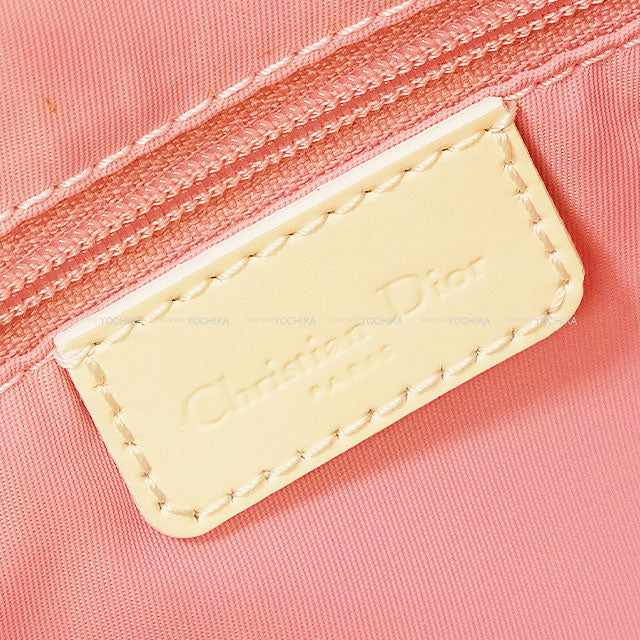 [Pre-loved] Dior Boston bag Trotter Mini Boston Bag Flower Ribbon No.1 Pink /Ivory Canvas Silver HW[USED A][Authentic]