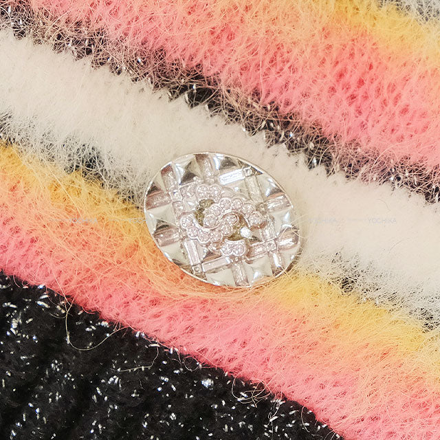 2022AW Metiers d'Art Collection CHANEL Sweater Coco Button Border Pullover Long Sleeve Knit Pink/white/black/dark yellow Alpaca/Cotton/Nylon #38 P72906[ALMOST NEW][Authentic]