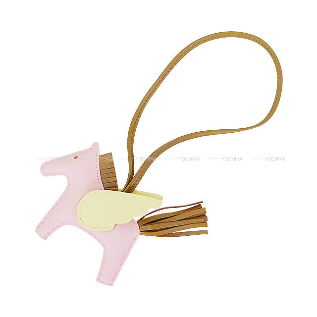 HERMES bag charm Rodeo Pegasus PM Rose Darling/Jaune Milton/Kraft Agneau Milo/Veau Swift Stamp K[BRAND NEW][Authentic]