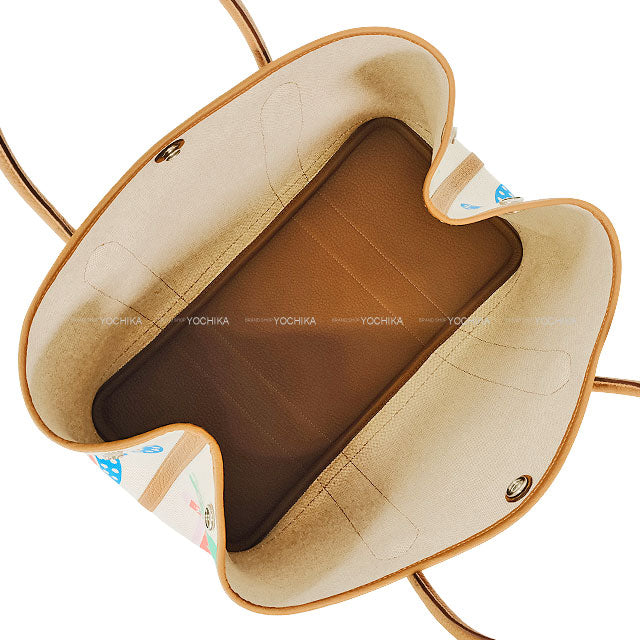 HERMES tote bag Garden Party 36 PM Électrique Capucine(9T)/Ecru/Beige(14)/Gold(37) Toile H Plume/Veau Negonda Silver HW Stamp W[EXCELLENT][Authentic]