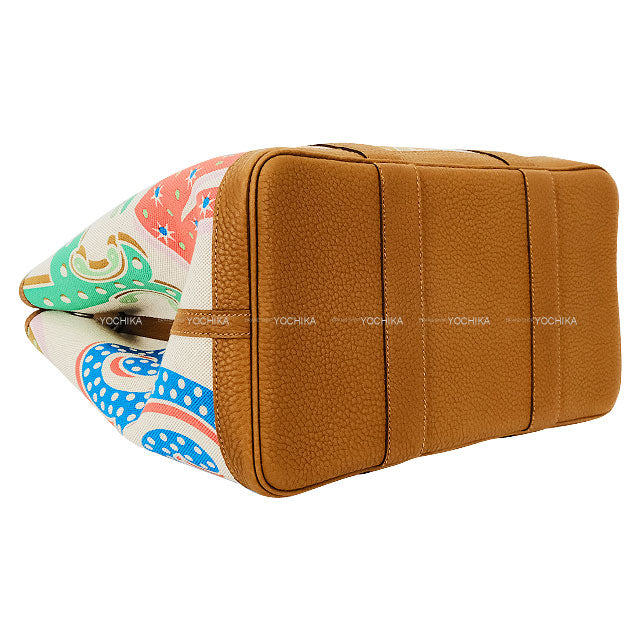 HERMES tote bag Garden Party 36 PM Électrique Capucine(9T)/Ecru/Beige(14)/Gold(37) Toile H Plume/Veau Negonda Silver HW Stamp W[EXCELLENT][Authentic]