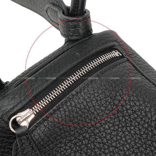[Pre-loved] HERMES Shoulder bag Lindy mini 20 Noir (Black) Taurillon Clemence Silver HW Stamp U[LIKE NEW][Authentic]