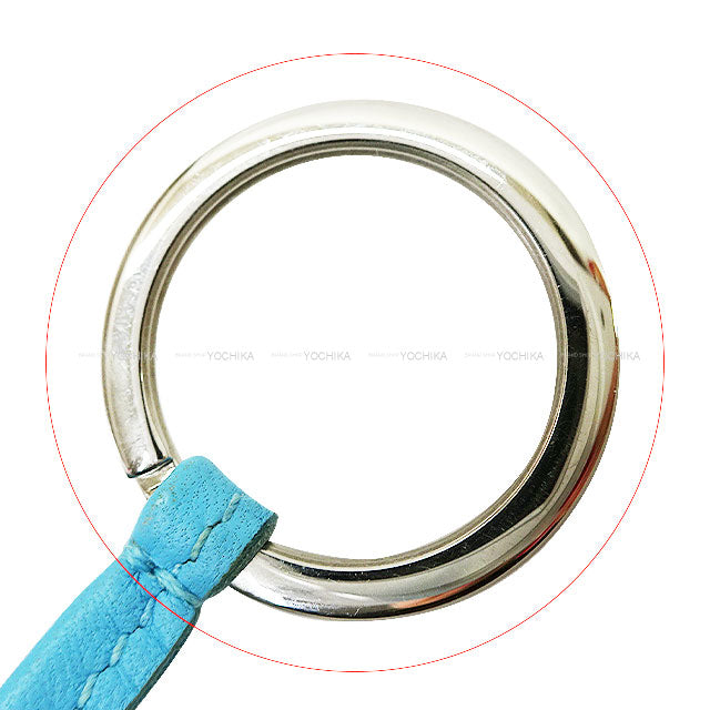 [Pre-loved] HERMES key ring Carmen Celeste Agneau Milo Silver HW[LIKE NEW][Authentic]