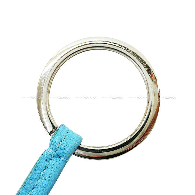 [Pre-loved] HERMES key ring Carmen Celeste Agneau Milo Silver HW[LIKE NEW][Authentic]
