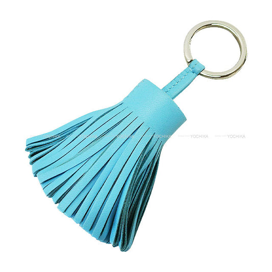 [Pre-loved] HERMES key ring Carmen Celeste Agneau Milo Silver HW[LIKE NEW][Authentic]
