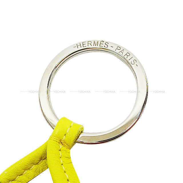 HERMES key ring Carmen Unodos Rose Purple/Lime Agneau Milo Silver HW[EXCELLENT][Authentic]