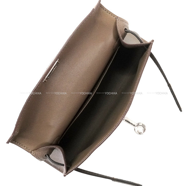 HERMES Shoulder bag Kelly mini 2 Kelly20 Etoupe/Ecorce/Noir (Black) Veau Epsom Silver HW Stamp B[EXCELLENT][Authentic]