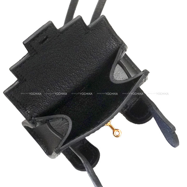 HERMES bag charm Bijoux de SAC Kelly doll Noir (Black)/Bleu Saphir/Mushroom Veau Tadelakt Gold HW Stamp B[EXCELLENT][Authentic]