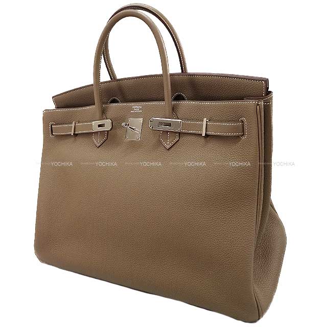 HERMES Handbag Birkin40 Etoupe Veau Togo Silver HW Stamp B[EXCELLENT][Authentic]