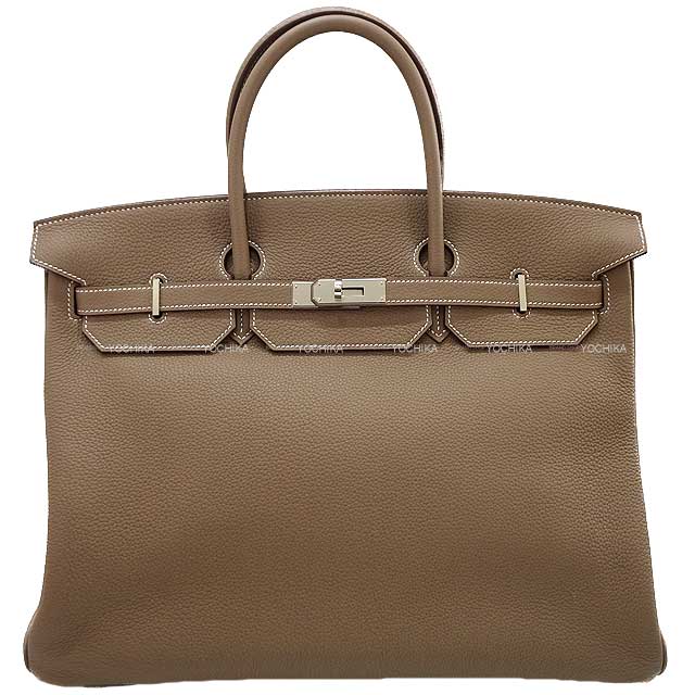 HERMES Handbag Birkin40 Etoupe Veau Togo Silver HW Stamp B[EXCELLENT][Authentic]