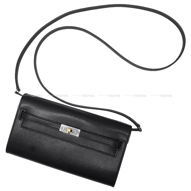 HERMES long wallet Kelly Wallet Long To Go Noir (Black) Chevre Chamkila Electrum HW Stamp K[BRAND NEW][Authentic]