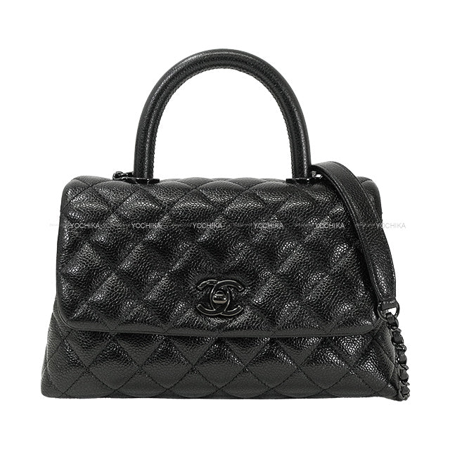 [Pre-loved] CHANEL Handbag Top Handle XS Flap bag Coco Handle 24 Noir (Black) Shiny Graind Calf Black HW A92990[LIKE NEW][Authentic]