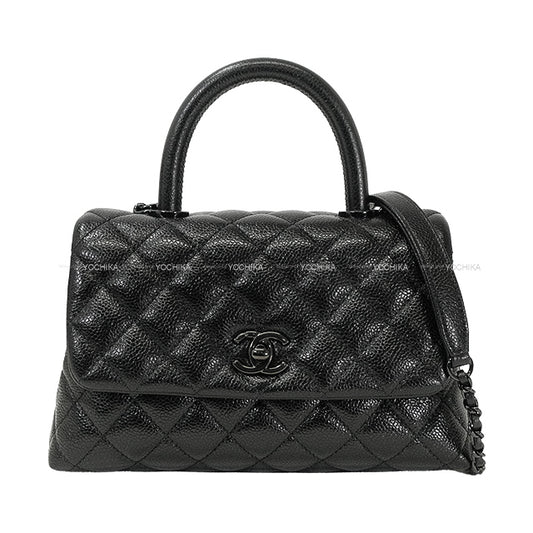 [Pre-loved] CHANEL Handbag Top Handle XS Flap bag Coco Handle 24 Noir (Black) Shiny Graind Calf Black HW A92990[LIKE NEW][Authentic]