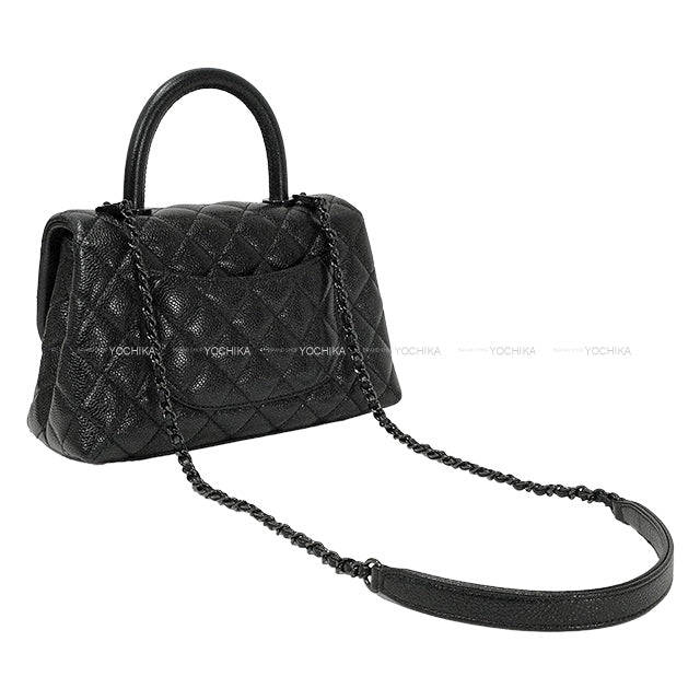 [Pre-loved] CHANEL Handbag Top Handle XS Flap bag Coco Handle 24 Noir (Black) Shiny Graind Calf Black HW A92990[LIKE NEW][Authentic]