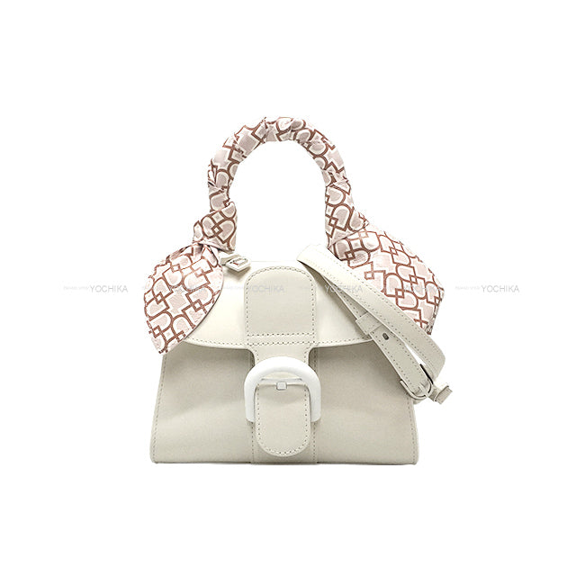 [Pre-loved] Delvaux Shoulder bag Brillon Mini handle Ribbon Upside Down Ivory/Silkpink Boxcalf/Lumskin/Calfskin Silver HW[LIKE NEW][Authentic]