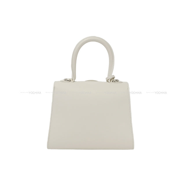 [Pre-loved] Delvaux Shoulder bag Brillon Mini handle Ribbon Upside Down Ivory/Silkpink Boxcalf/Lumskin/Calfskin Silver HW[LIKE NEW][Authentic]