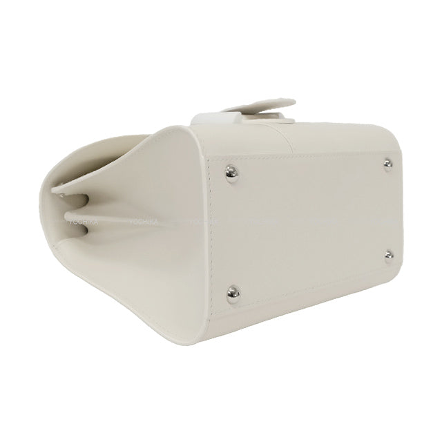 [Pre-loved] Delvaux Shoulder bag Brillon Mini handle Ribbon Upside Down Ivory/Silkpink Boxcalf/Lumskin/Calfskin Silver HW[LIKE NEW][Authentic]