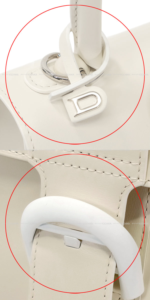 [Pre-loved] Delvaux Shoulder bag Brillon Mini handle Ribbon Upside Down Ivory/Silkpink Boxcalf/Lumskin/Calfskin Silver HW[LIKE NEW][Authentic]