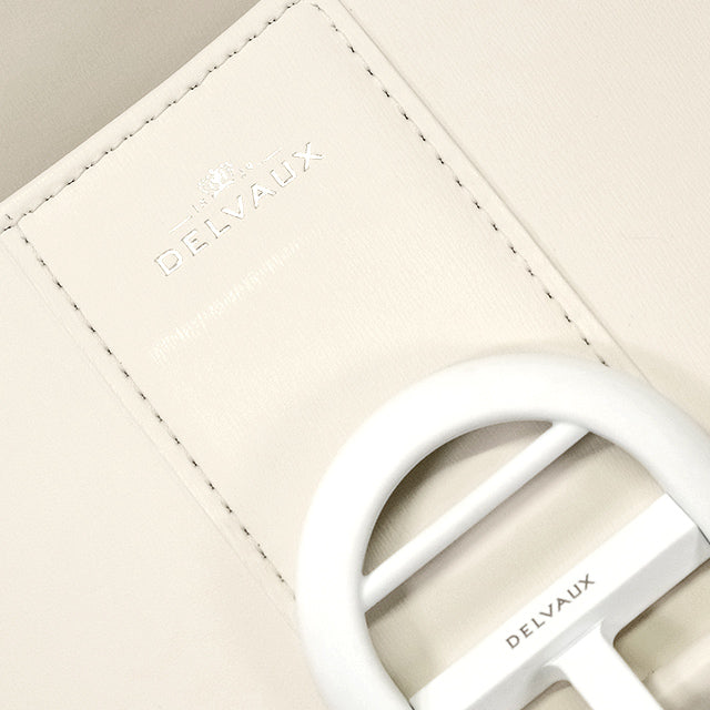 [Pre-loved] Delvaux Shoulder bag Brillon Mini handle Ribbon Upside Down Ivory/Silkpink Boxcalf/Lumskin/Calfskin Silver HW[LIKE NEW][Authentic]