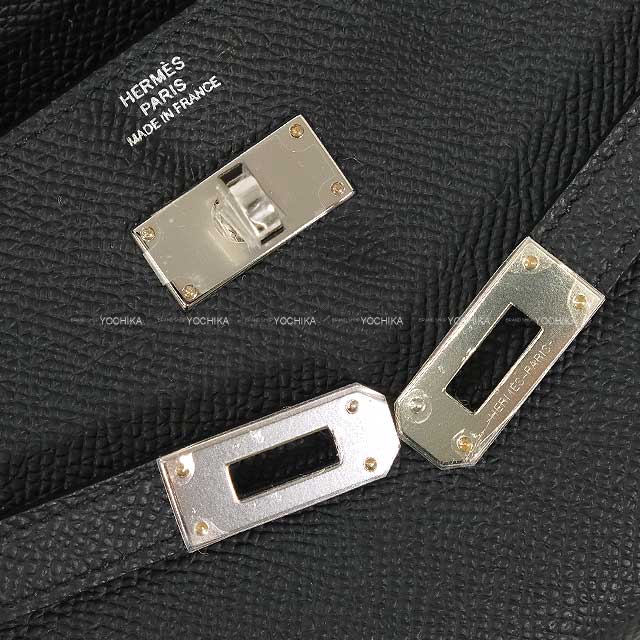 HERMES long wallet Kelly Wallet Long Classic Noir (Black) Veau Epsom Silver HW Stamp W[EXCELLENT][Authentic]