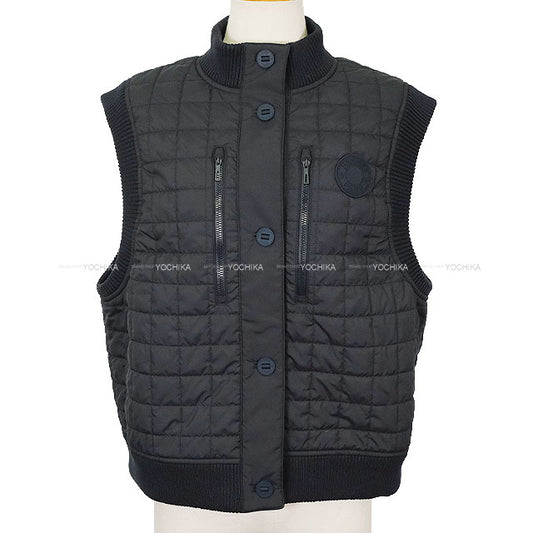 2025AW New HERMES Down vest Bomber Sellier Button Quilting Blue noir Polyester #42[BRAND NEW][Authentic]