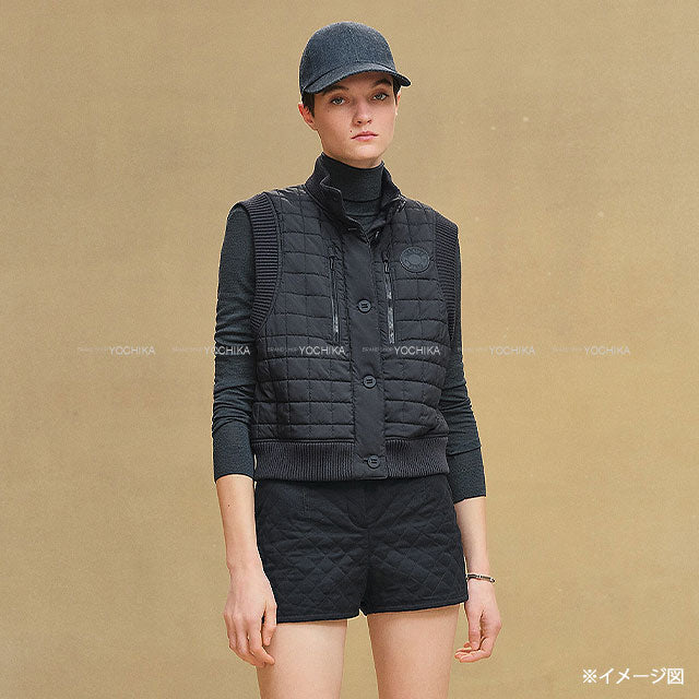 2025AW New HERMES Down vest Bomber Sellier Button QuiltingBlue noir Polyester #42[BRAND NEW][Authentic]