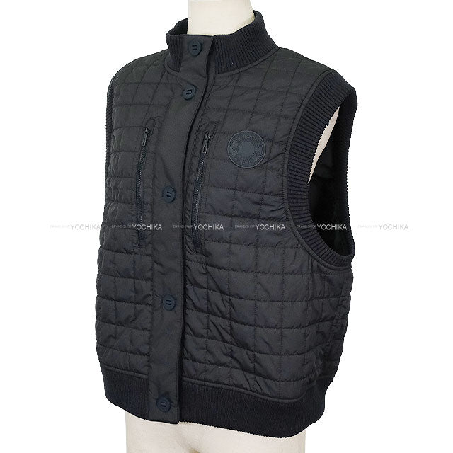 2025AW New HERMES Down vest Bomber Sellier Button Quilting Blue noir Polyester #42[BRAND NEW][Authentic]