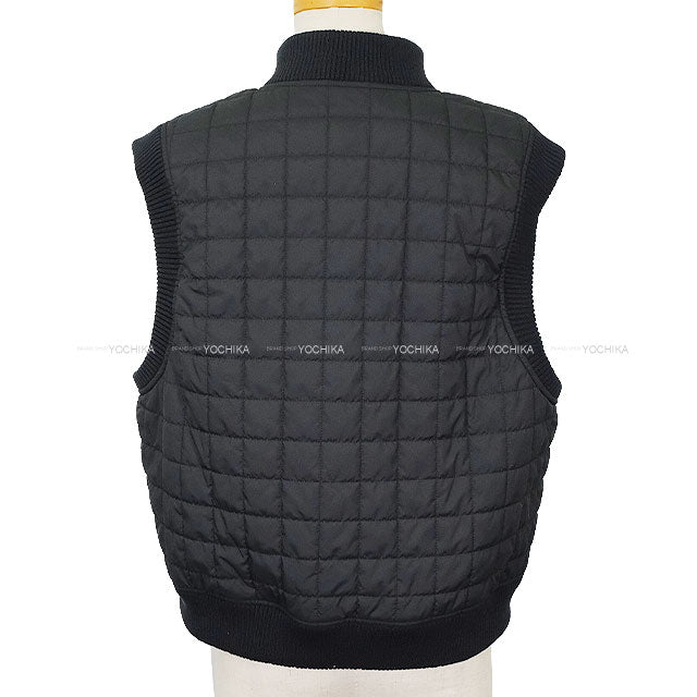 2025AW New HERMES Down vest Bomber Sellier Button Quilting Blue noir Polyester #42[BRAND NEW][Authentic]