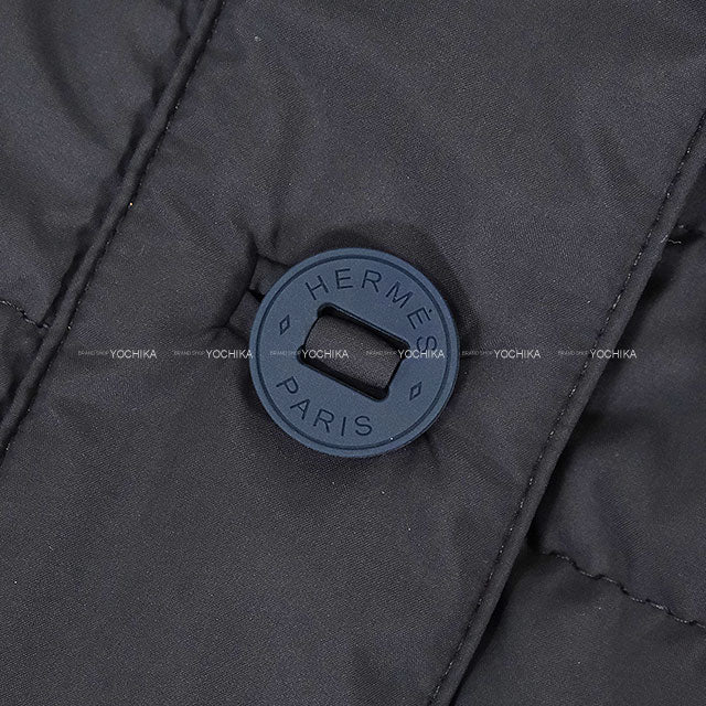 2025AW New HERMES Down vest Bomber Sellier Button QuiltingBlue noir Polyester #42[BRAND NEW][Authentic]