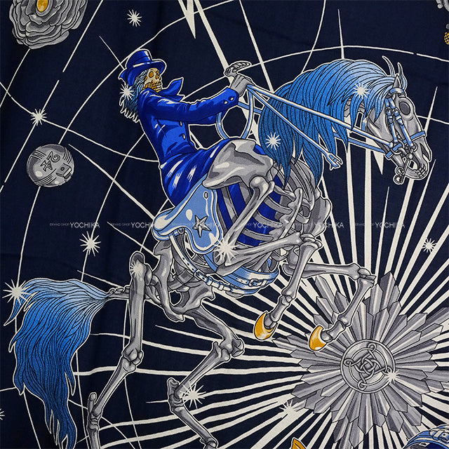 2025SS HERMES scarf Carre 140 CHORUS STELLARUM Marine/Indigo/White Cashmere70% / Silk30%[BRAND NEW][Authentic]