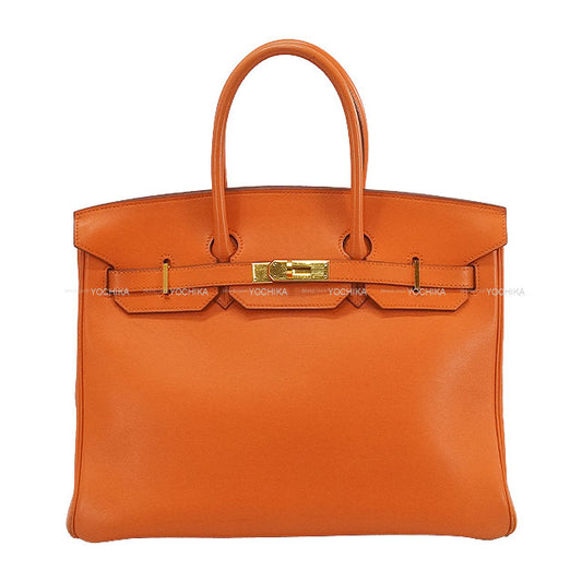 [Pre-loved] HERMES Handbag Birkin35 Orange Veau Gulliver Gold HW Stamp □B[USED B][Authentic]