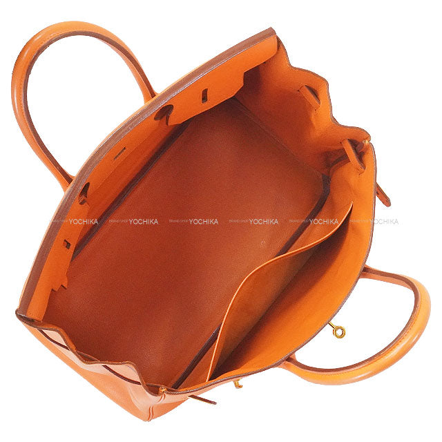 [Pre-loved] HERMES Handbag Birkin35 Orange Veau Gulliver Gold HW Stamp □B[USED B][Authentic]