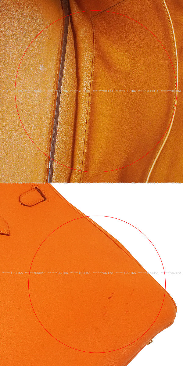 [Pre-loved] HERMES Handbag Birkin35 Orange Veau Gulliver Gold HW Stamp □B[USED B][Authentic]