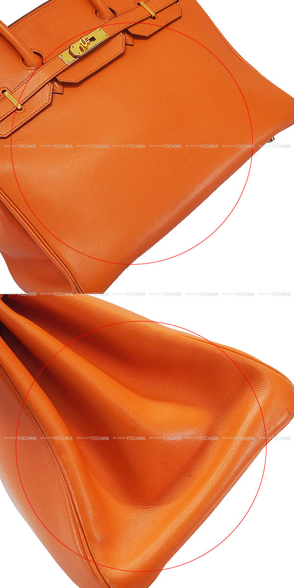 [Pre-loved] HERMES Handbag Birkin35 Orange Veau Gulliver Gold HW Stamp □B[USED B][Authentic]