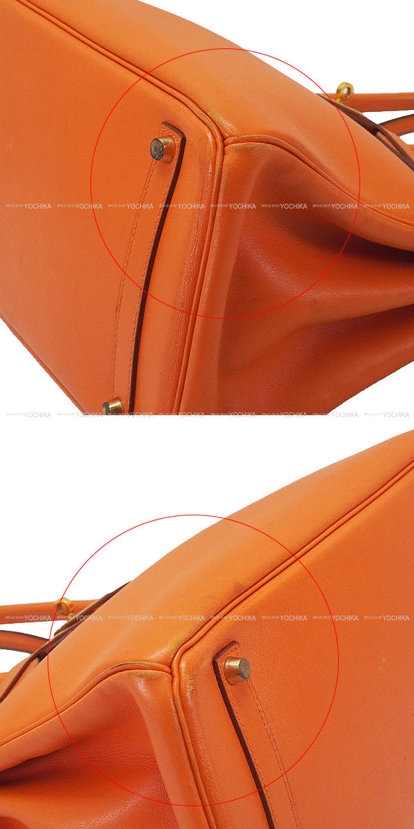 [Pre-loved] HERMES Handbag Birkin35 Orange Veau Gulliver Gold HW Stamp □B[USED B][Authentic]