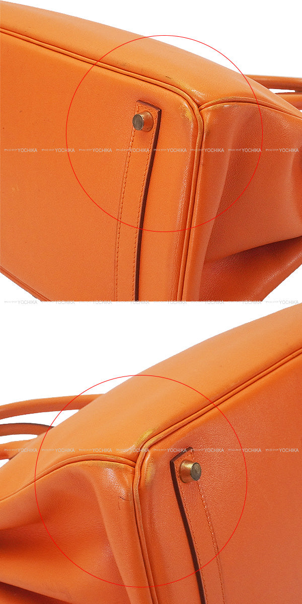 [Pre-loved] HERMES Handbag Birkin35 Orange Veau Gulliver Gold HW Stamp □B[USED B][Authentic]