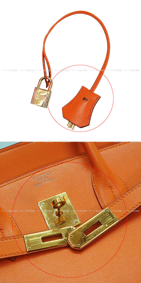 [Pre-loved] HERMES Handbag Birkin35 Orange Veau Gulliver Gold HW Stamp □B[USED B][Authentic]
