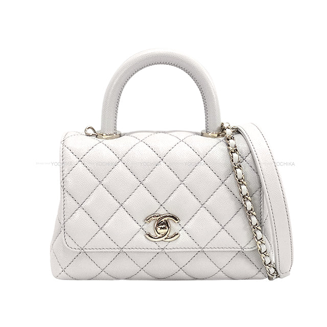 CHANEL Shoulder bag Matelasse COCO Handle XXS 2Way Chain Grey Graind Calf(Caviarskin) Champagne Gold HW AS2215[BRAND NEW][Authentic]