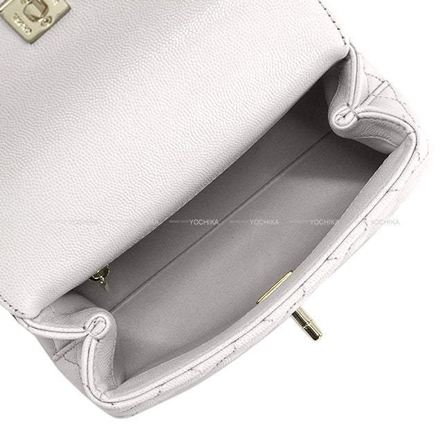 CHANEL Shoulder bag Matelasse COCO Handle XXS 2Way Chain Grey Graind Calf(Caviarskin) Champagne Gold HW AS2215[BRAND NEW][Authentic]