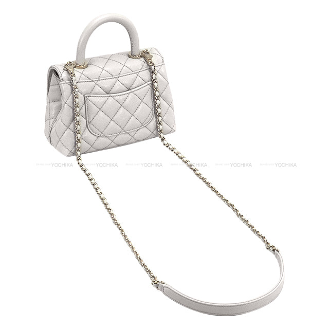 CHANEL Shoulder bag Matelasse COCO Handle XXS 2Way Chain Grey Graind Calf(Caviarskin) Champagne Gold HW AS2215[BRAND NEW][Authentic]