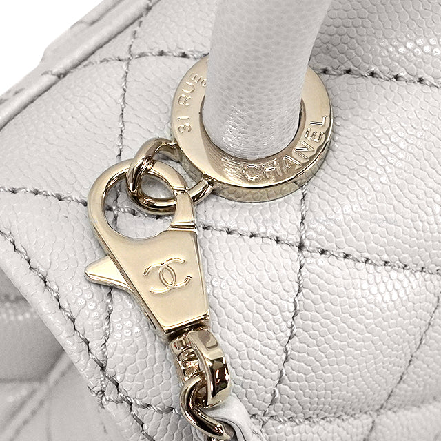 CHANEL Shoulder bag Matelasse COCO Handle XXS 2Way Chain Grey Graind Calf(Caviarskin) Champagne Gold HW AS2215[BRAND NEW][Authentic]
