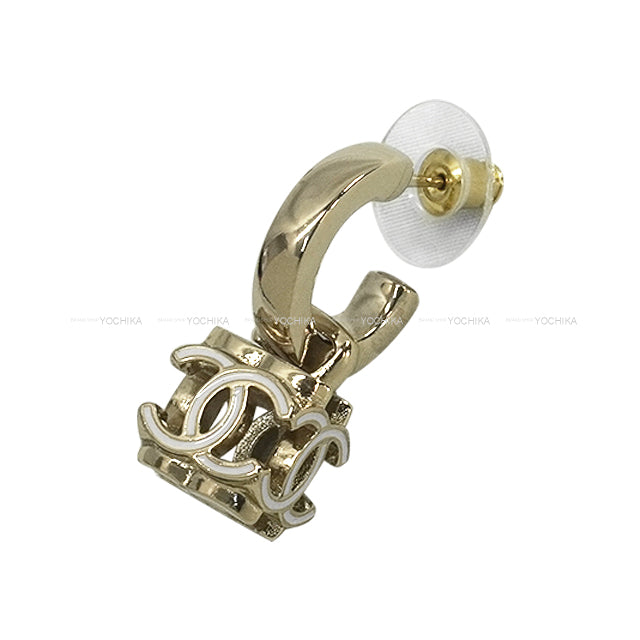CHANEL pierced earring Hoop Die COCO mark Champagne Gold HW AB9567[BRAND NEW][Authentic]