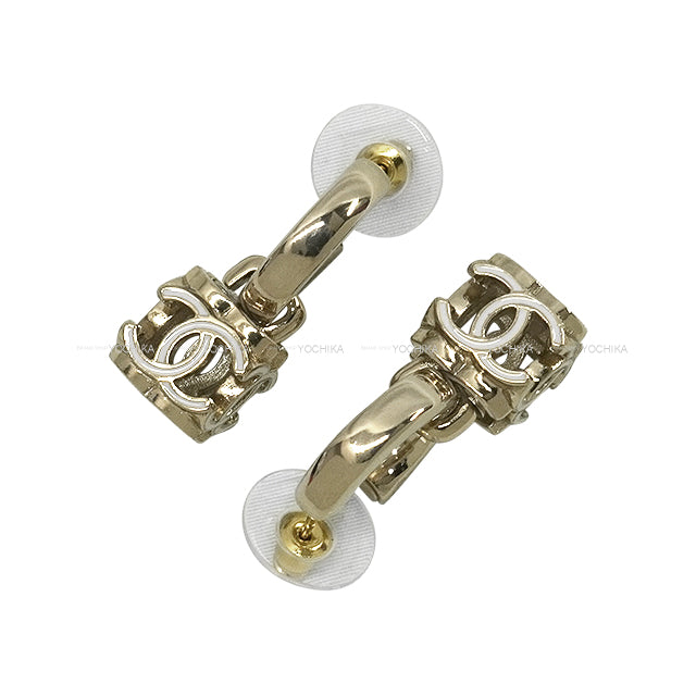 CHANEL pierced earring Hoop Die COCO mark Champagne Gold HW AB9567[BRAND NEW][Authentic]