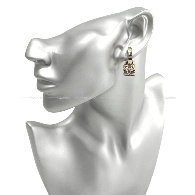 CHANEL pierced earring Hoop Die COCO mark Champagne Gold HW AB9567[BRAND NEW][Authentic]