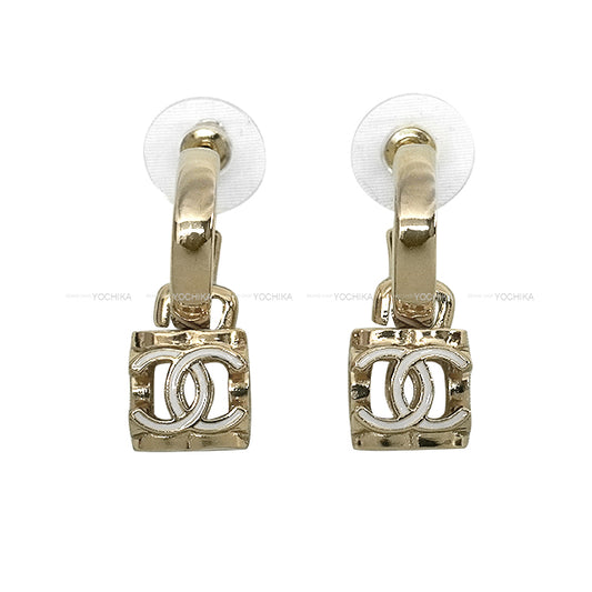 CHANEL pierced earring Hoop Die COCO mark Champagne Gold HW AB9567[BRAND NEW][Authentic]