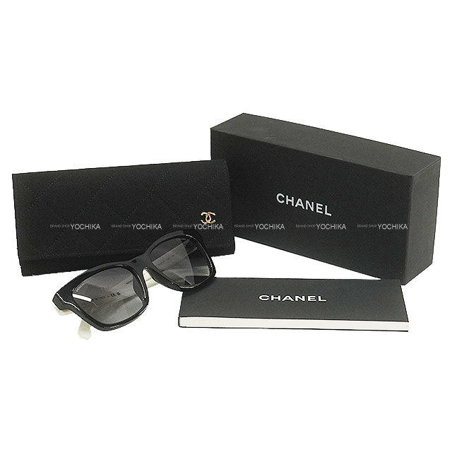CHANEL sunglass Square shape Matelasse COCO mark Bicolor Blanc (White)/Noir (Black) Polyamide CH5484[BRAND NEW][Authentic]